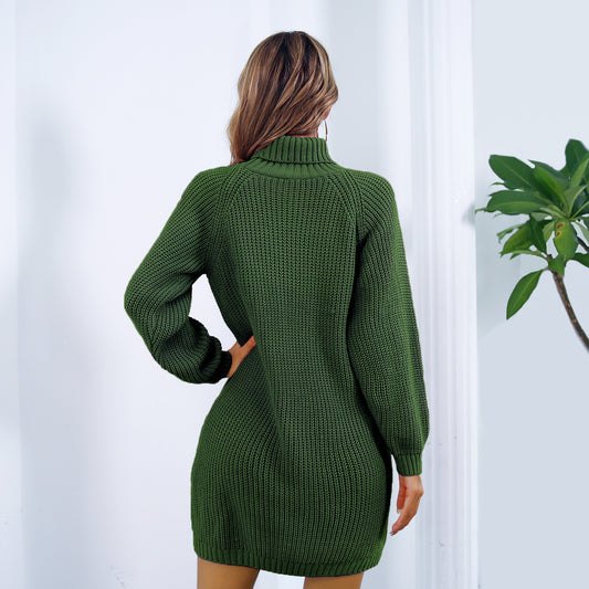 Women's turtleneck sweater dress with long sleeves