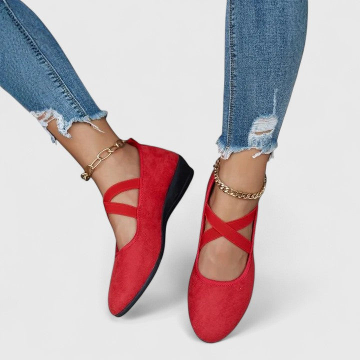Women's adjustable strap orthopedic wedge sandals - red