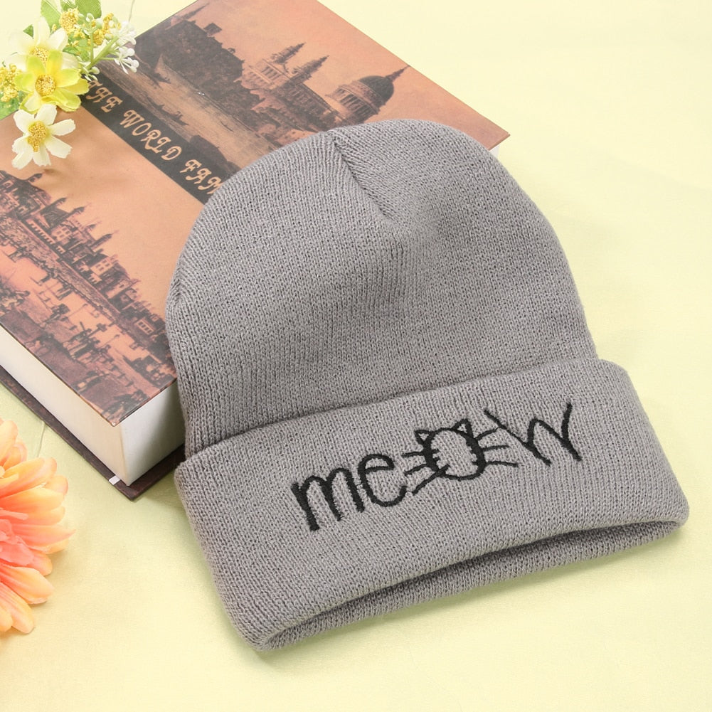 Knitted beanie hat for women in winter