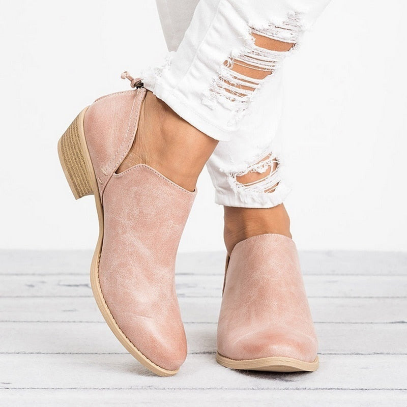 Women's retro high heel ankle boots