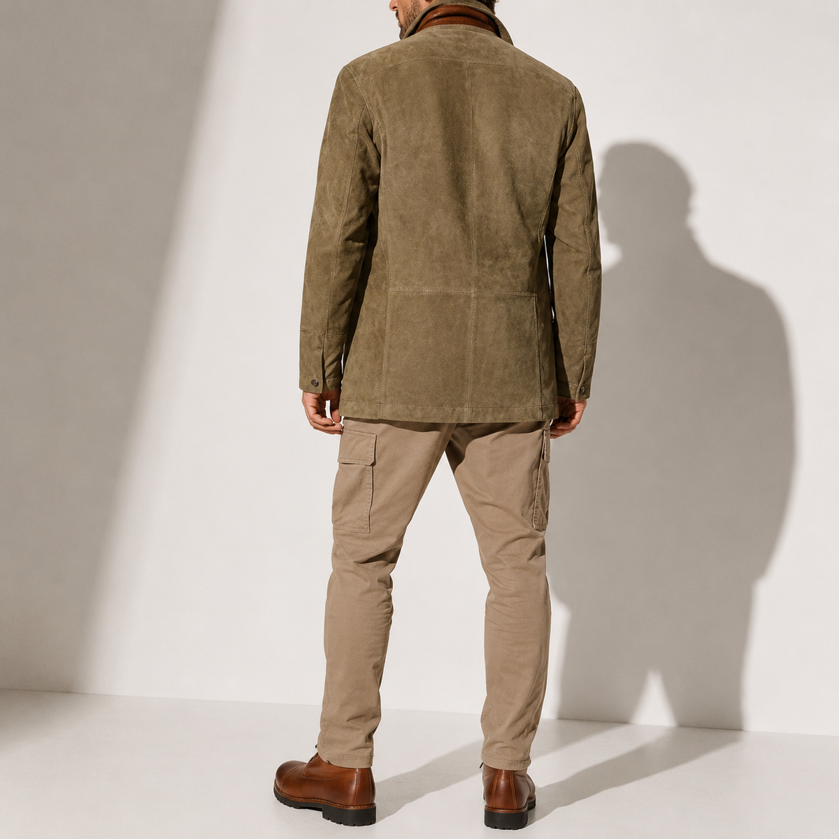 Suede stand-collar winter coat for men