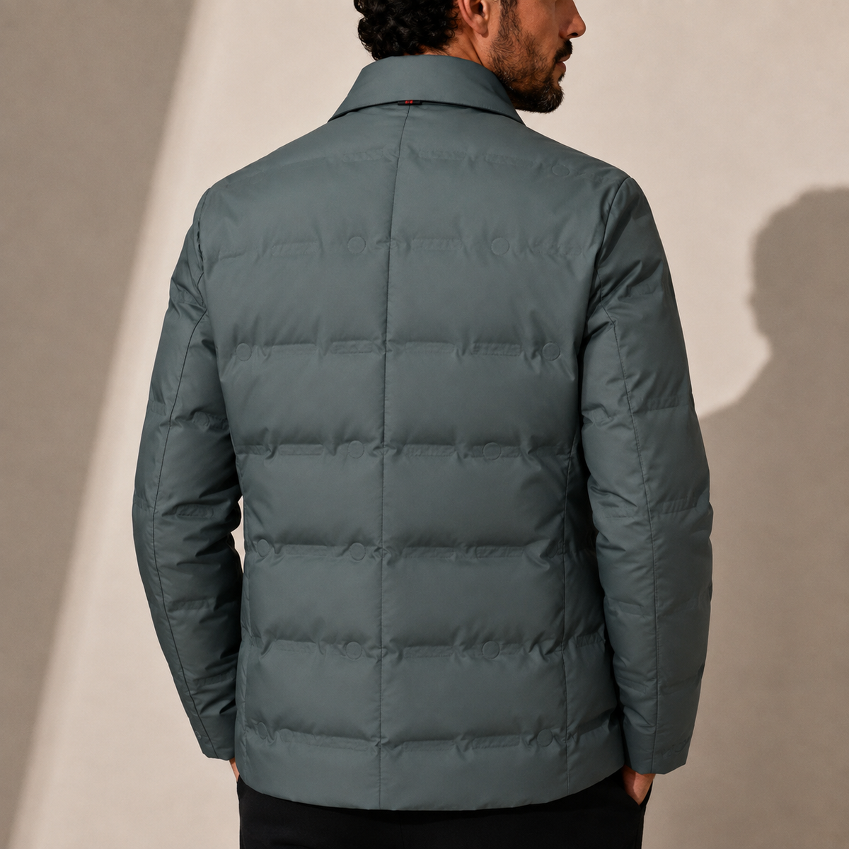Quilted puffer jacket for men with zip front