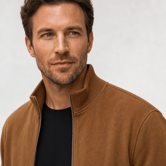 Men's knit collar zip up bomber jacket
