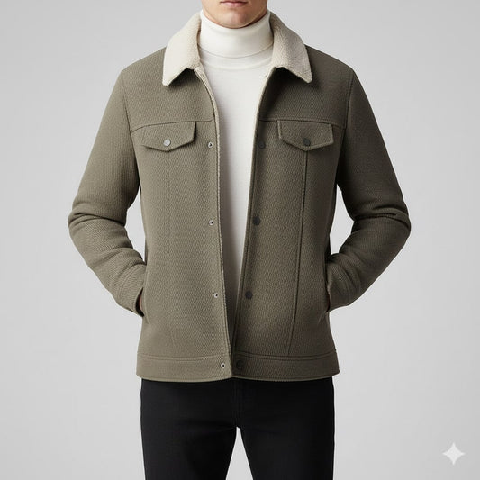 Blazer for men with textured wool blend fabric