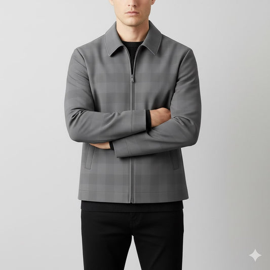 Men's checked tailored blazer with notch lapel