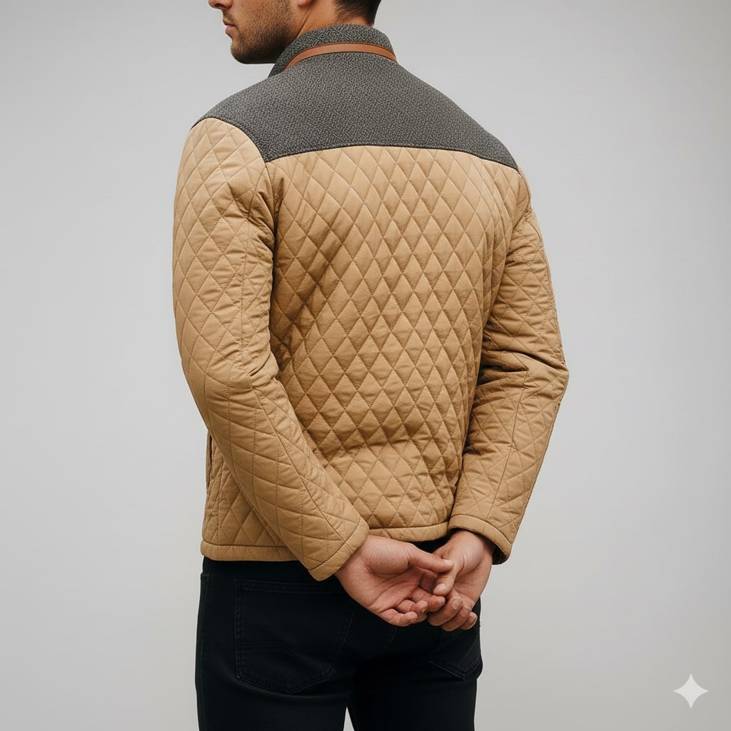 Puffer jacket for men with zip front