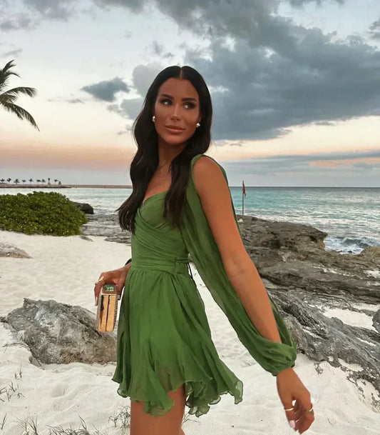 Women's mini dress with flattering silhouette, front view