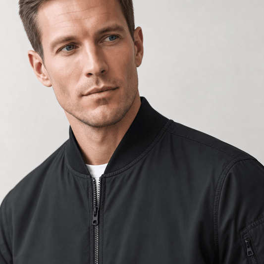Men's bomber jacket with sleeve zip pocket