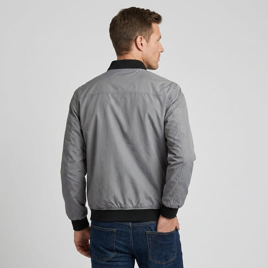 Men's stand collar bomber jacket with epaulettes