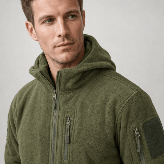 Men's heavyweight hooded polar fleece jacket