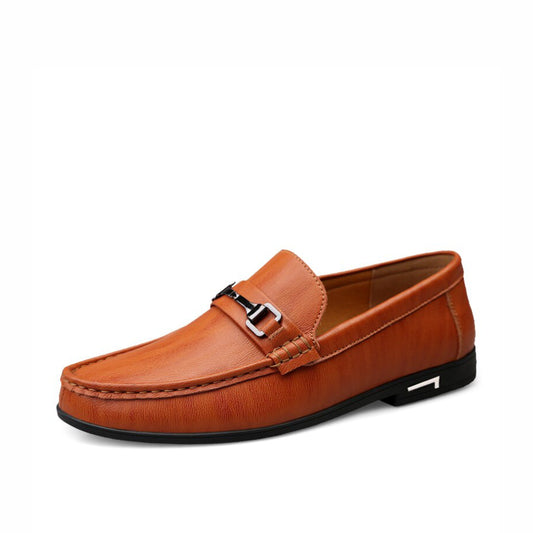 Cowhide Leather Slip On Loafers for Men - brown