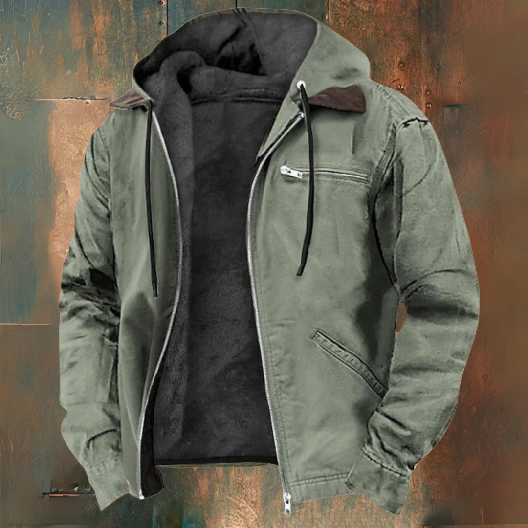 Men's zip-up hooded gilet with pockets - light green