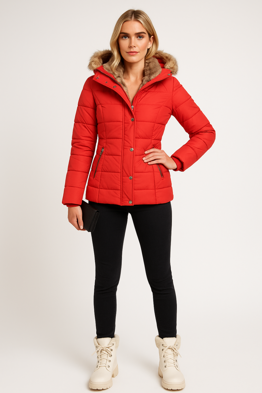 Ludmilla - Padded Puffer Coat with Trimmed Hood