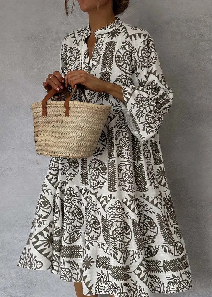 Anya | Women's Linen Boho Print Oversized Flowy Midi Dress