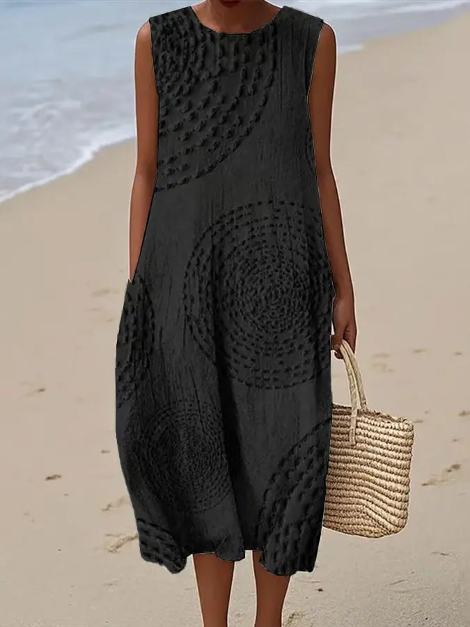 Clarisse | Soft Embroidered Sleeveless Midi Dress