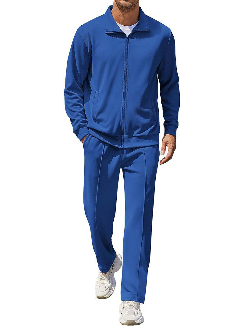 Men's two piece tracksuit with full zip jacket - blue