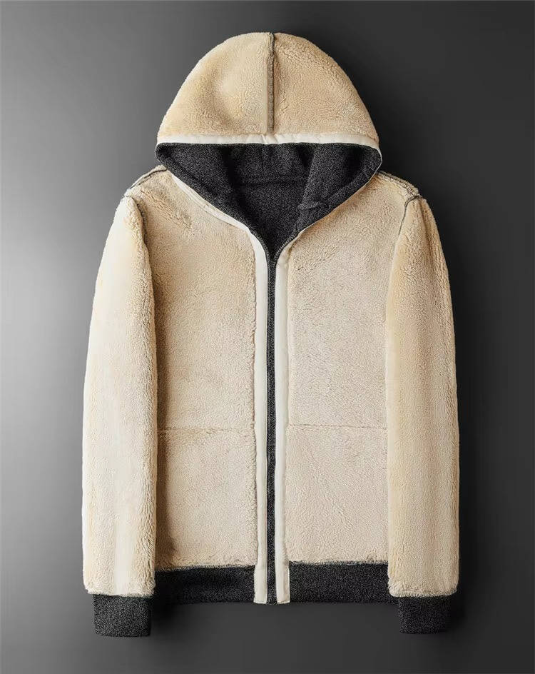 Sherpa lined hoodie jacket for men