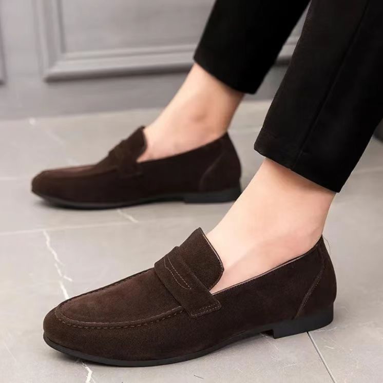 Suede penny loafers for men - dark brown