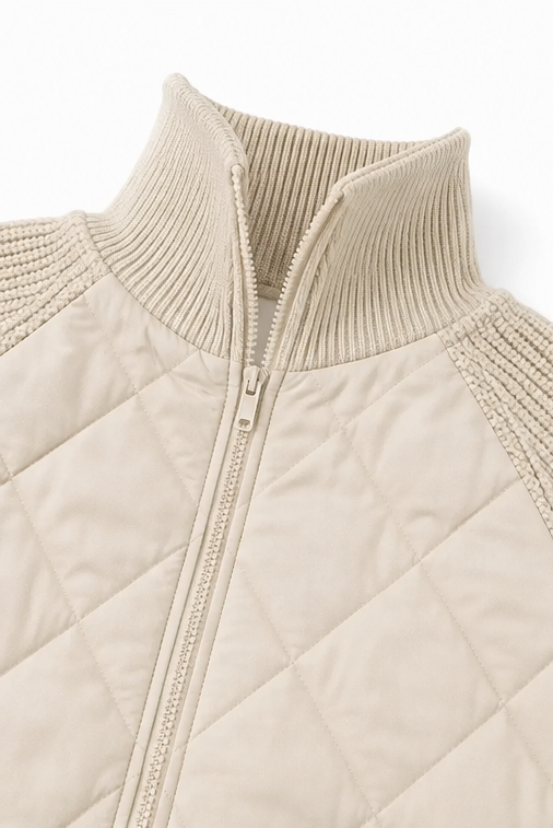 Domitille - Knit-Panel Quilted Patchwork Puffer