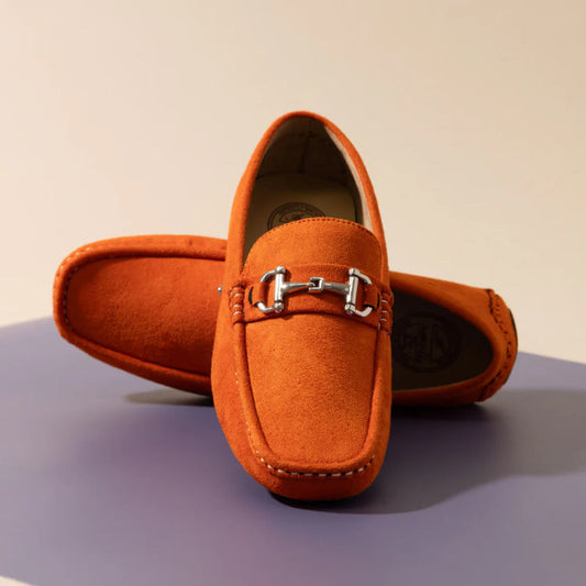 Suede Driving Loafers with Metal Bit for Men