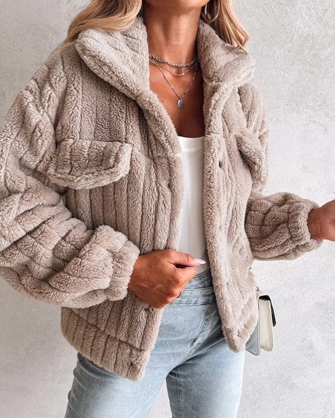 Zinnia - Notch-Collar Oversized Textured Jacket