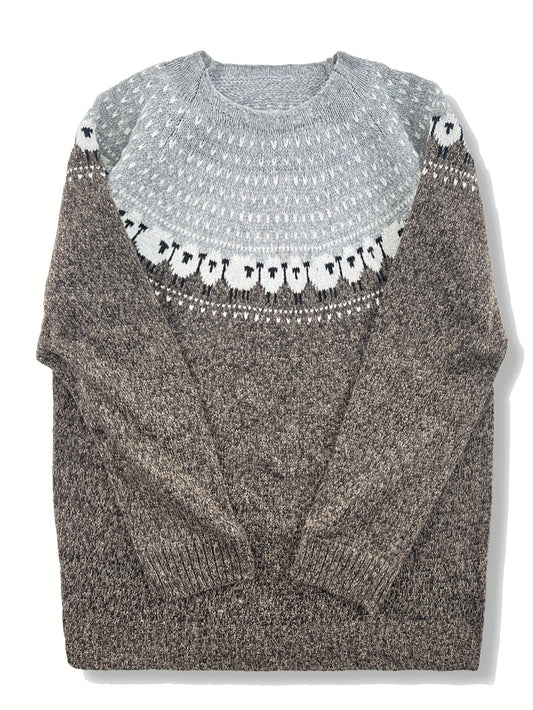 Ingrid - Nordic Sweater with Sheep Jacquard Pattern