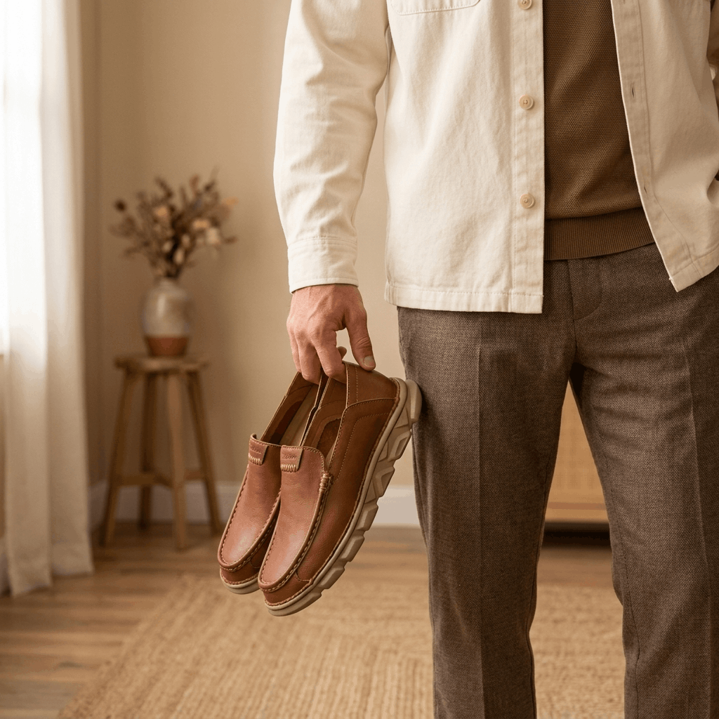 Slip On Leather Loafers with Apron Toe for Men