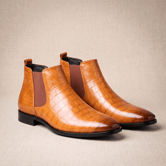 Croc-embossed Chelsea boots for men
