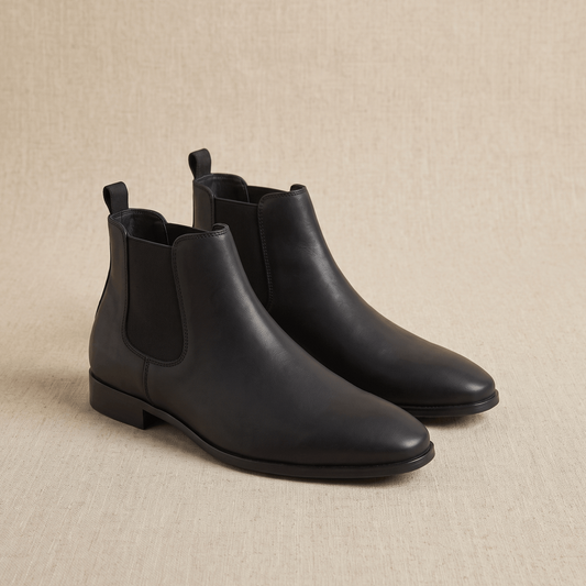 Plain Leather Chelsea Boots with Twin Gussets for Men