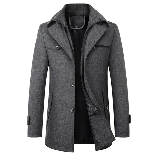 Hugh - Trench Coat with Zip and Button Closure