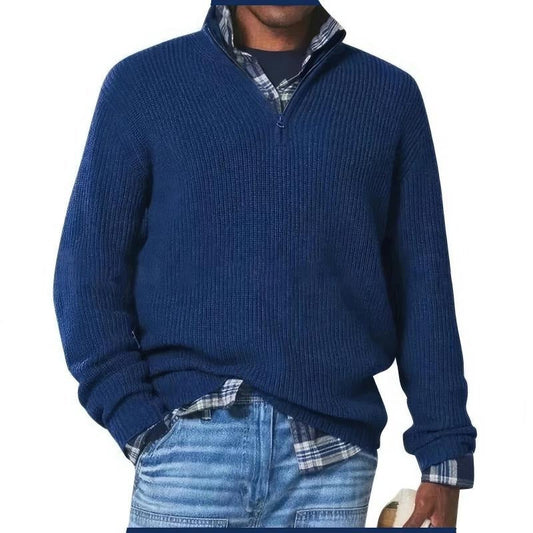 Everyday Crew Neck Knit Sweater for Men - dark blue