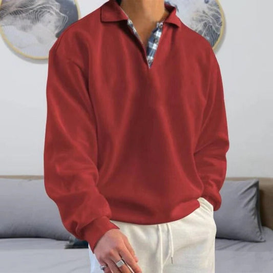 Men's half zip knit sweater - red