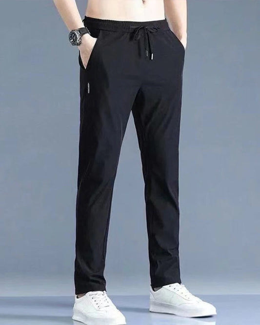 Men's leisure trousers with drawcord waist - black