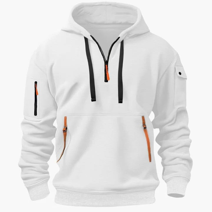All Season Utility Hoodie with Zip Pockets for Men - white