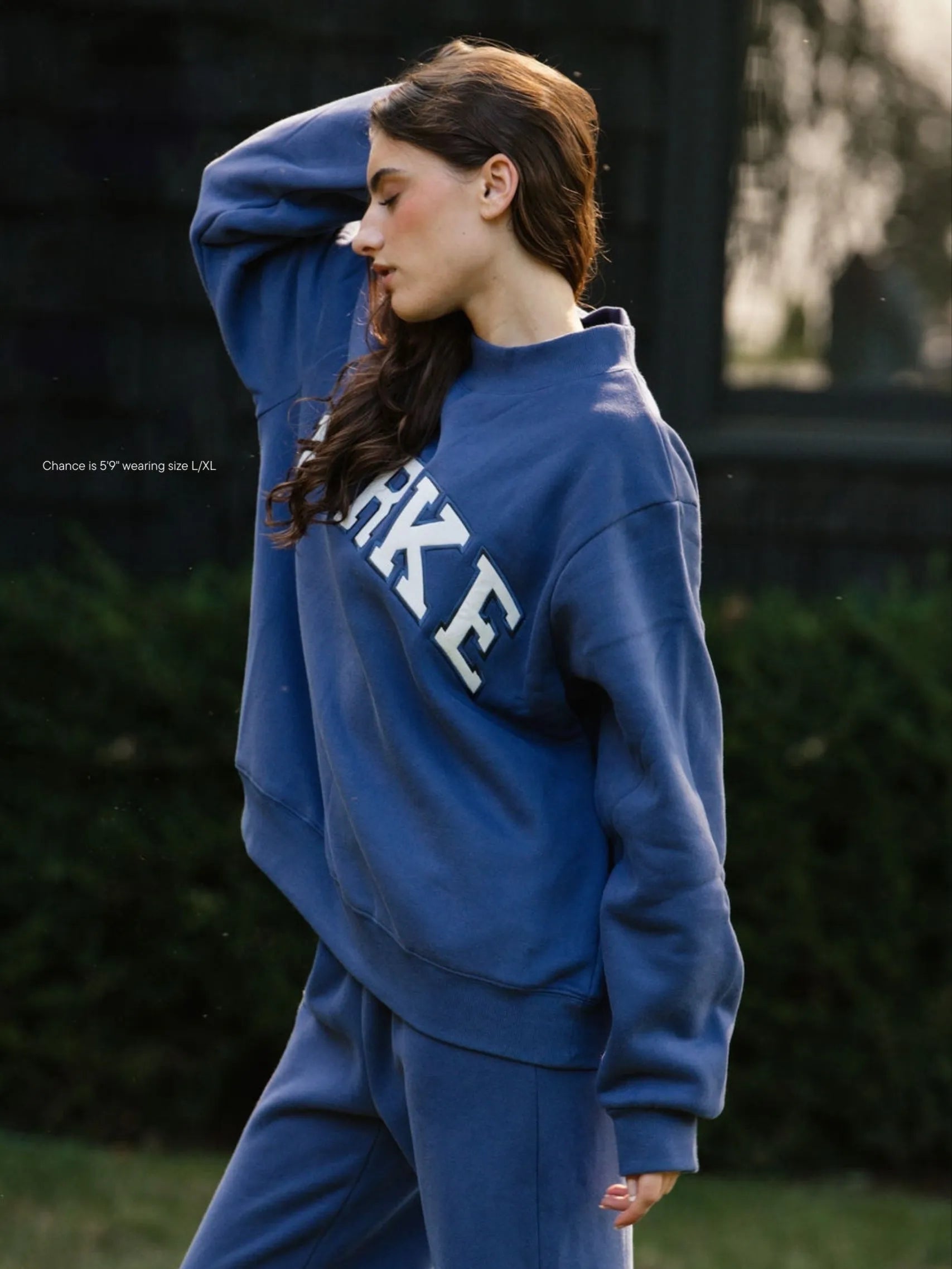 Varsity Mockneck Denim with White Letters