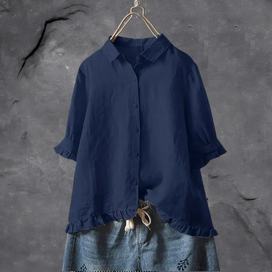 Jolene | Women's Ruffle-Trim Button-Down Shirt