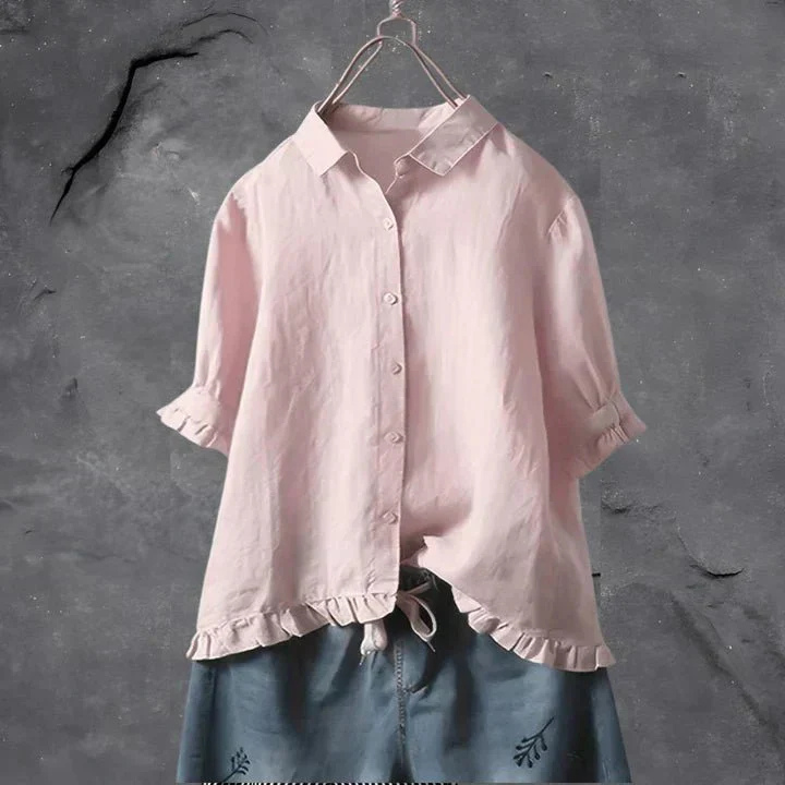 Jolene | Women's Ruffle-Trim Button-Down Shirt