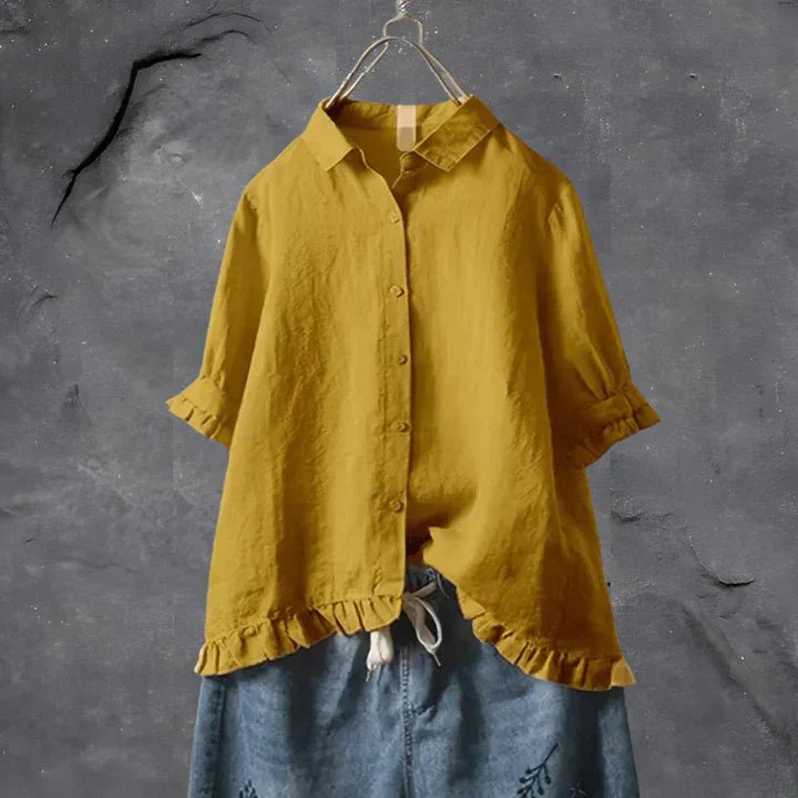Jolene | Women's Ruffle-Trim Button-Down Shirt