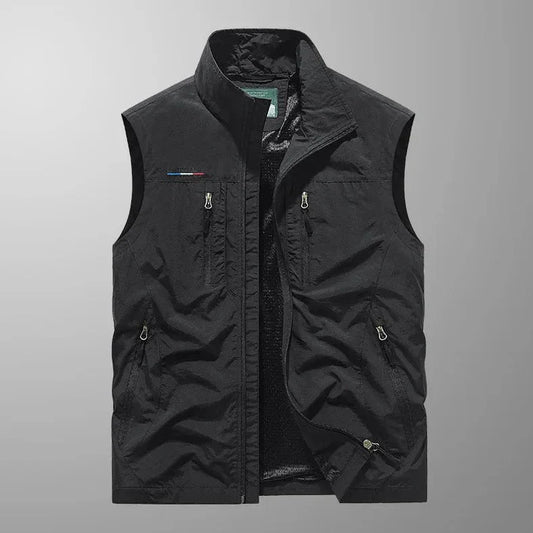 Lawrence - Gilet with Zip Pockets and Stand Collar