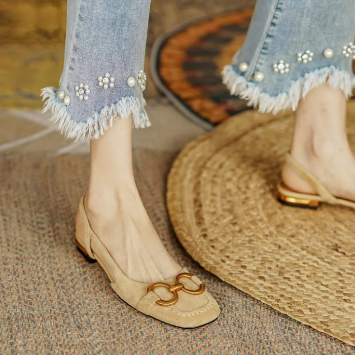 Leah | Women's Suede Horsebit Slingback Low Heels