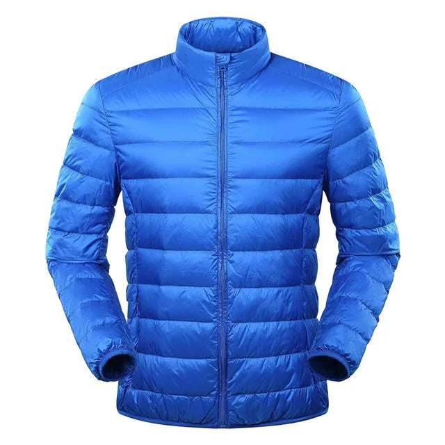 Men's down jacket with stand collar - blue