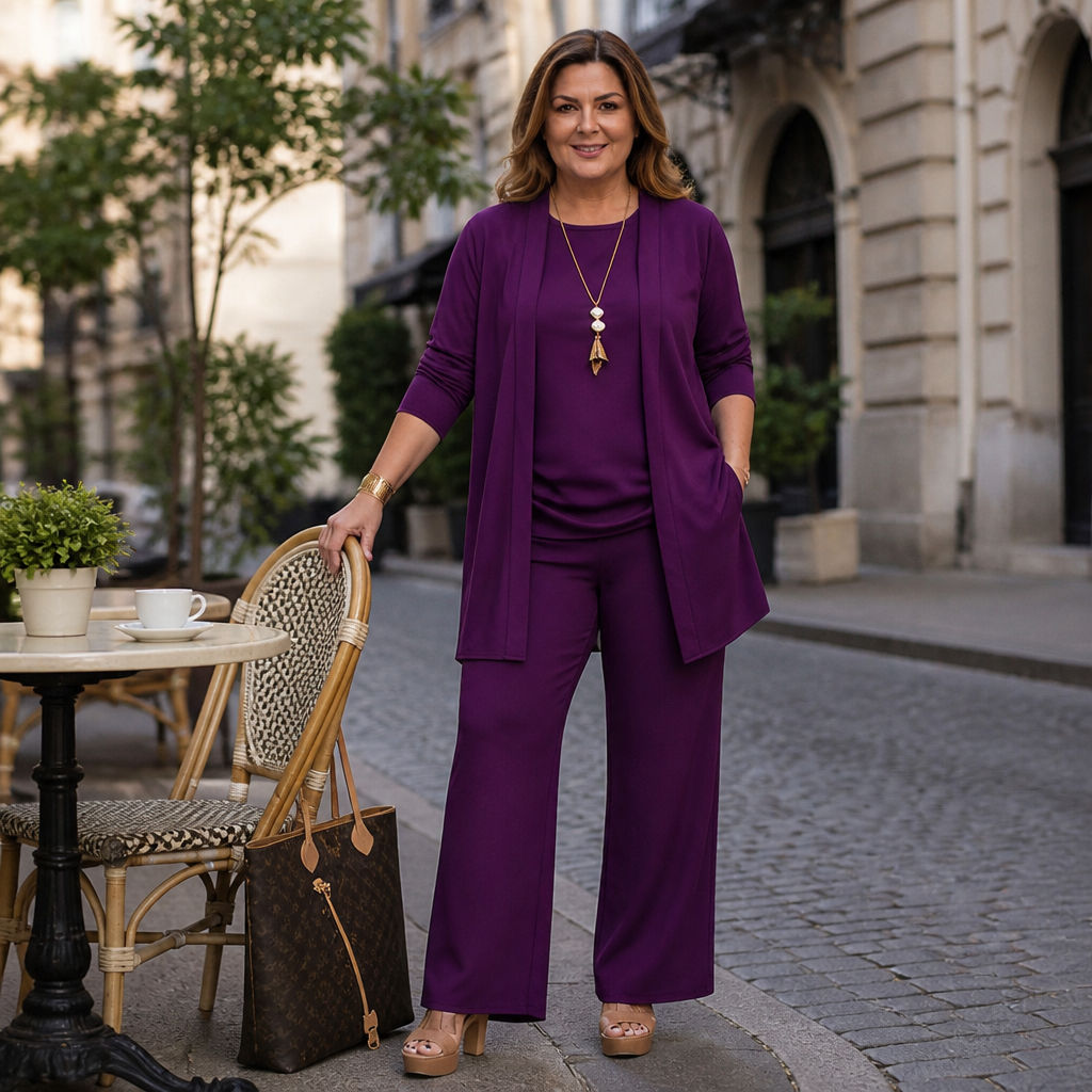 Ulrikke - Three-Piece Top, Trouser and Cardigan Set
