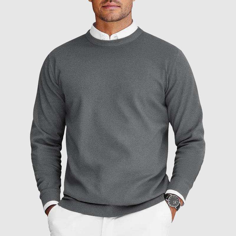 Crew neck long sleeve knit sweater for men - grey