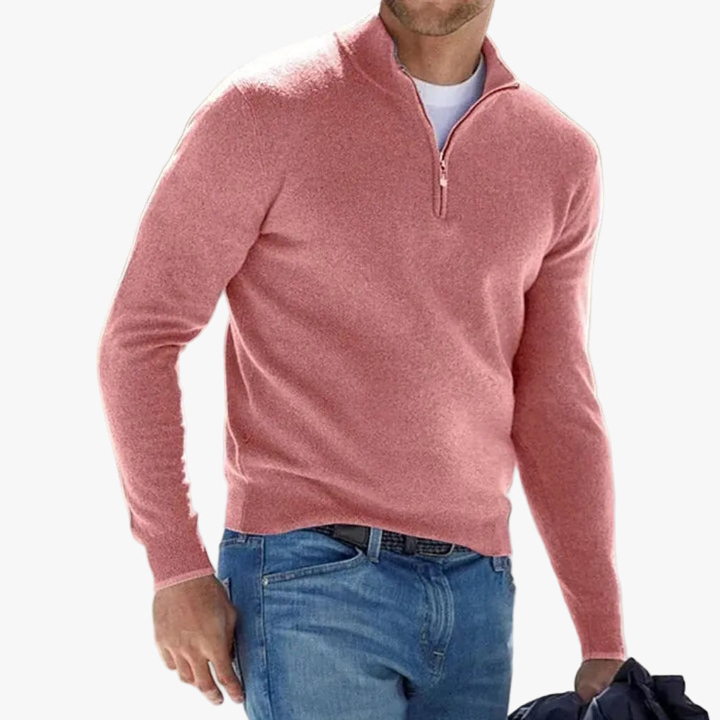 mens-casual-polyester-sweater-with-quarter-zip-and-stand-collar-1