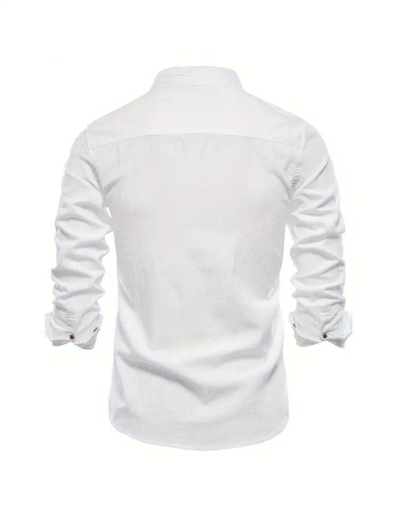 mens-casual-woven-shirt-with-band-collar-and-button-cuffs-2