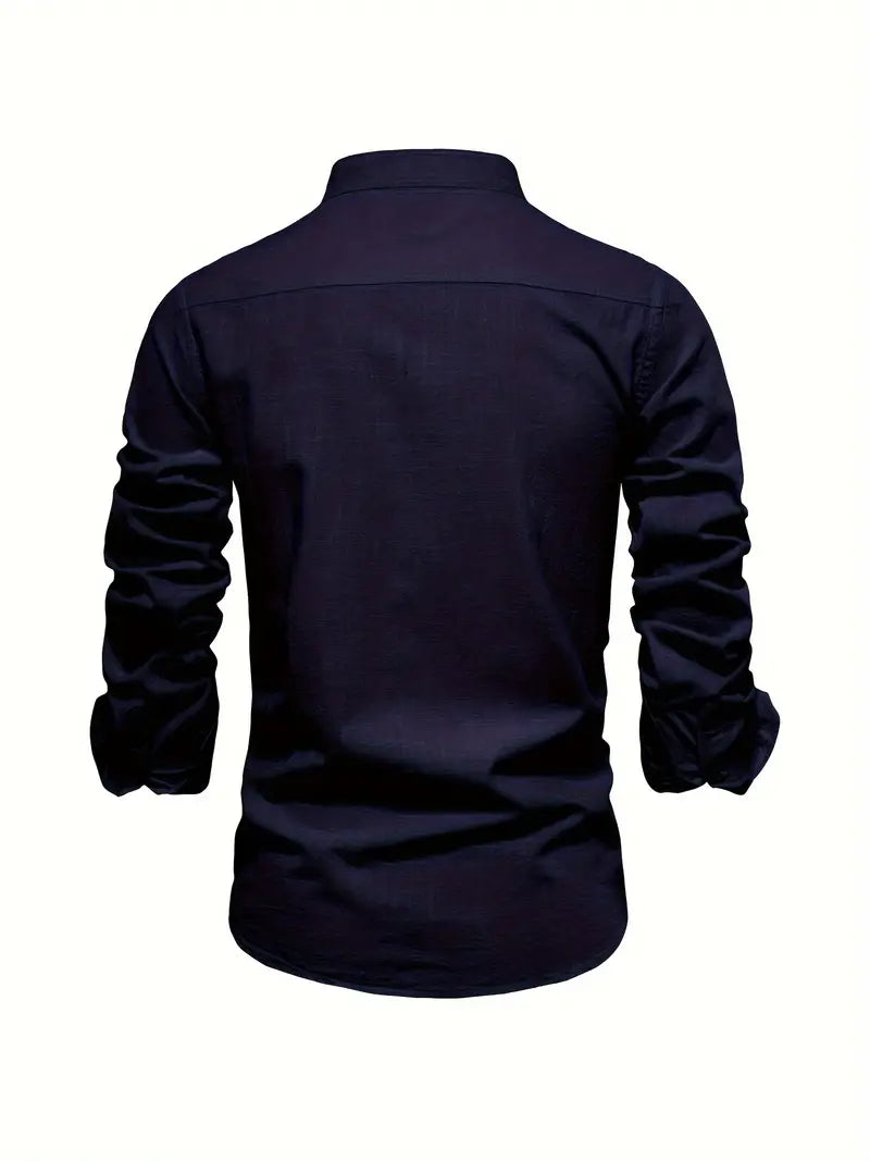 mens-casual-woven-shirt-with-band-collar-and-button-cuffs-8
