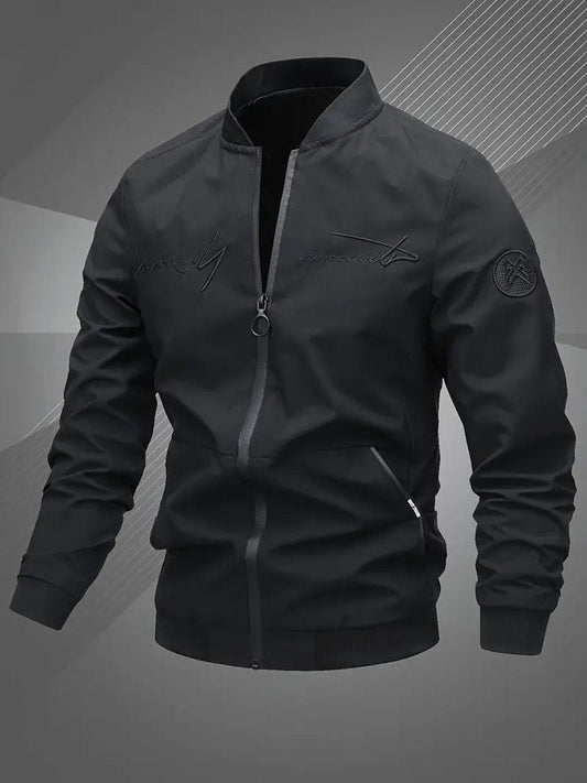 Zip-up bomber jacket for men - black