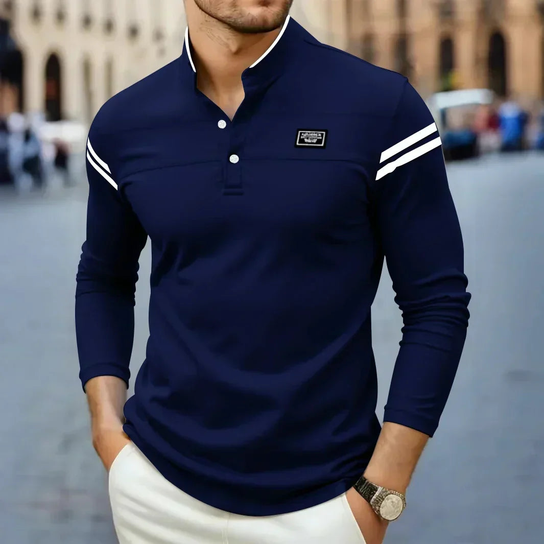 mens-knit-henley-t-shirt-with-button-placket-and-sleeve-stripes-6