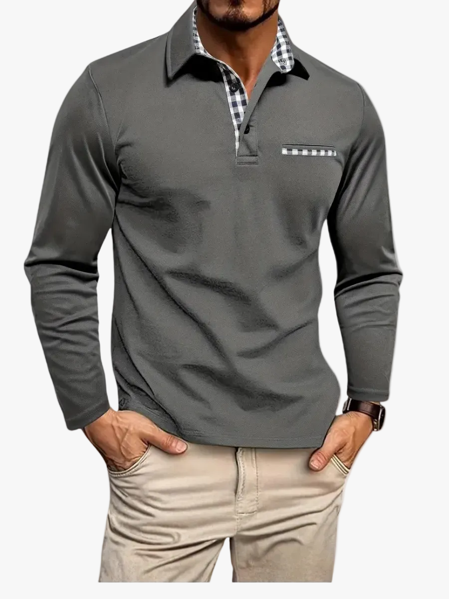 mens-knit-polo-shirt-with-button-placket-and-plaid-trim-1