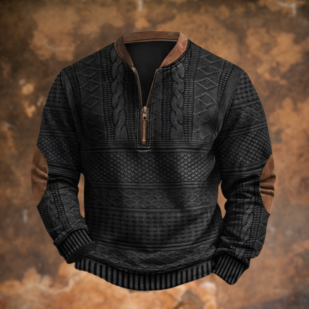 mens-knit-pullover-sweater-with-quarter-zip-and-elbow-patches-3